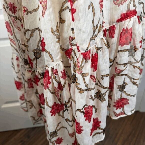 Free People Keeping Up With Kara Tunic Ivory Floral Chiffon Embroidery Small - Picture 6 of 15